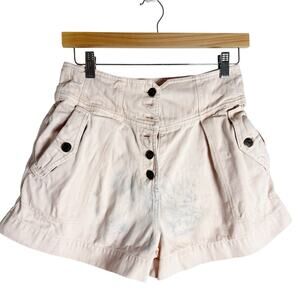 Ulla Johnson Alvin High Waist Pink Pleated Button Fly Shorts Size 2